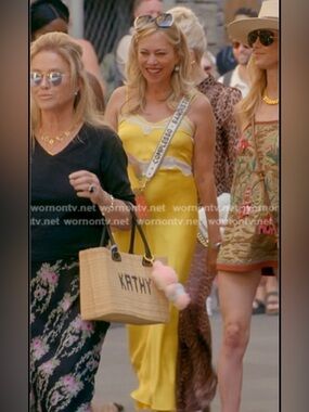 Zara Yellow Slip Dress with Cream Lace Trim
